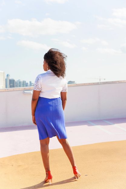 Royal blue pleated high waist midi skirt - Image 11