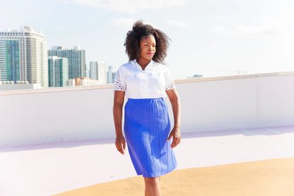 Royal blue pleated high waist midi skirt - Image 10