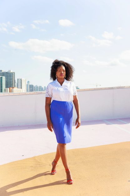 Royal blue pleated high waist midi skirt - Image 7