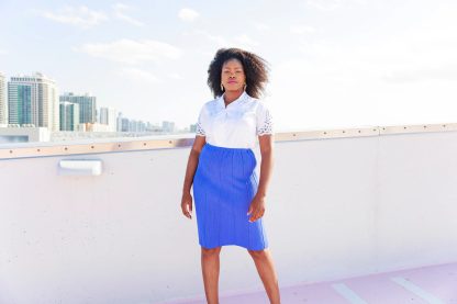 Royal blue pleated high waist midi skirt - Image 6