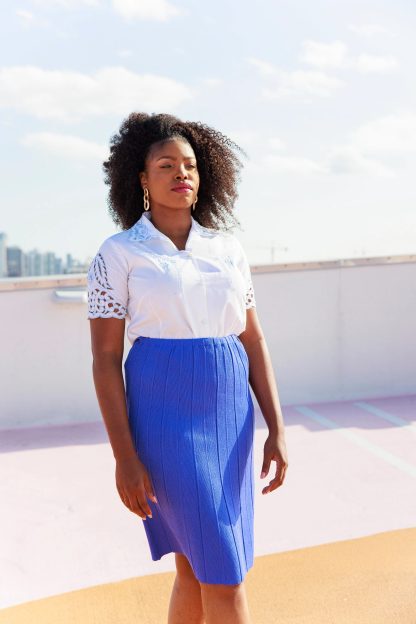 Royal blue pleated high waist midi skirt - Image 5
