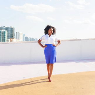 Royal blue pleated high waist midi skirt