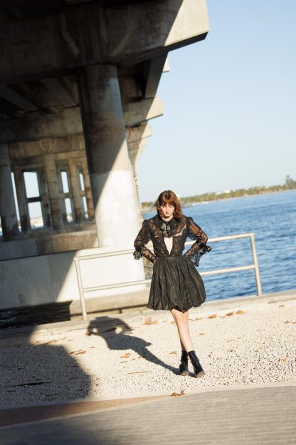 Black high waist fluffy umbrella skirt - Image 7