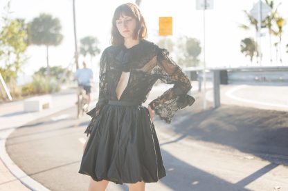 Black high waist fluffy umbrella skirt - Image 6