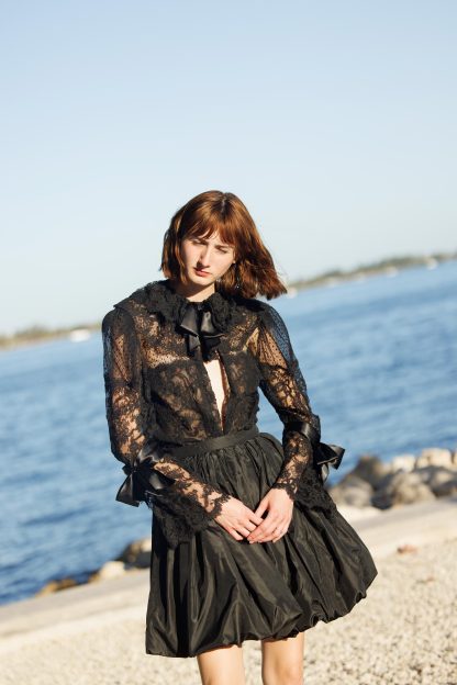 Black high waist fluffy umbrella skirt - Image 4
