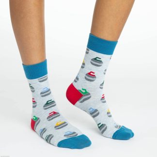 Curling sports themed contrasting color fun trendy socks