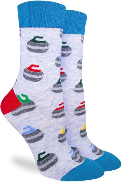 Curling sports themed contrasting color fun trendy socks - Image 3