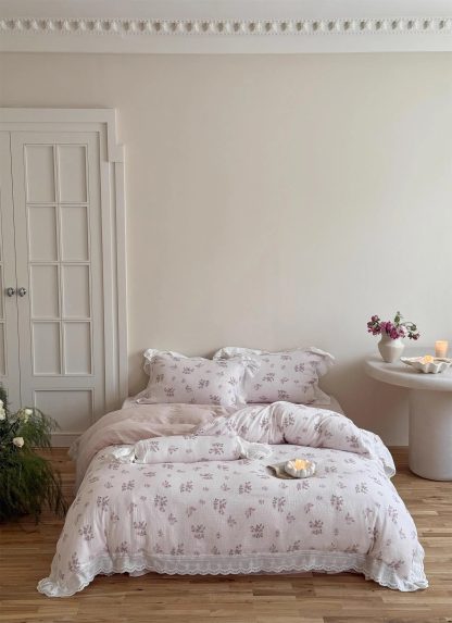 Pastoral soft crushed floral lace four-piece bedding set - Image 4