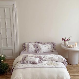 Pastoral soft crushed floral lace four-piece bedding set