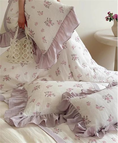 Pastoral soft crushed floral lace four-piece bedding set - Image 2