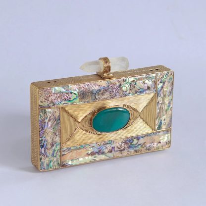 Handmade crystal buckle clutch