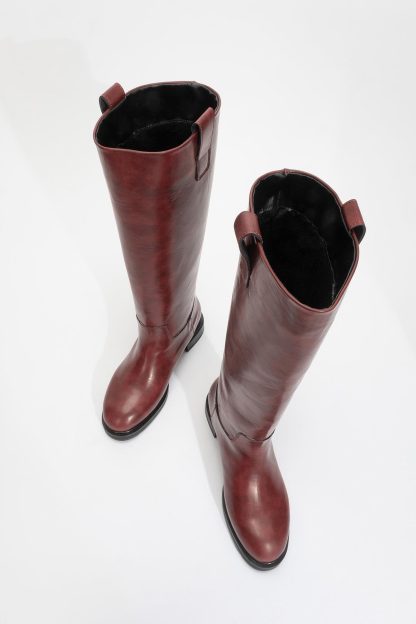 Vintage burgundy high-top knight boots - Image 8