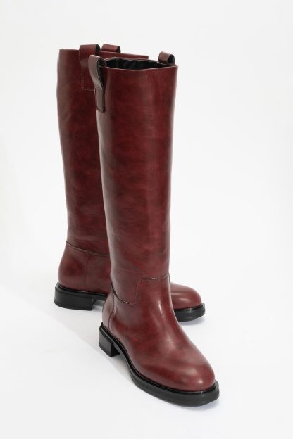 Vintage burgundy high-top knight boots - Image 7