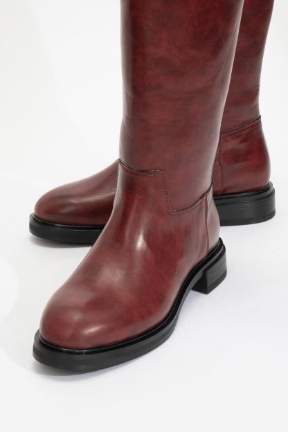 Vintage burgundy high-top knight boots - Image 6