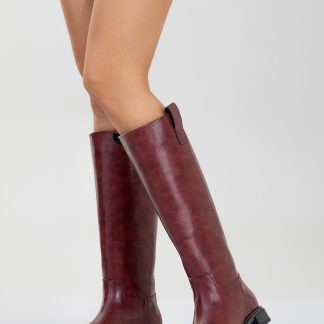 Vintage burgundy high-top knight boots