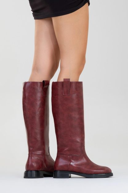 Vintage burgundy high-top knight boots - Image 3