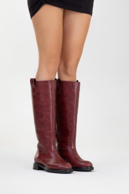 Vintage burgundy high-top knight boots - Image 2