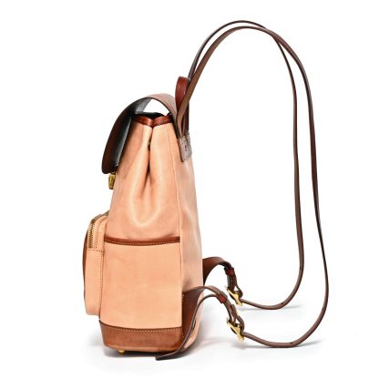 Retro contrasting leather backpack - Image 11