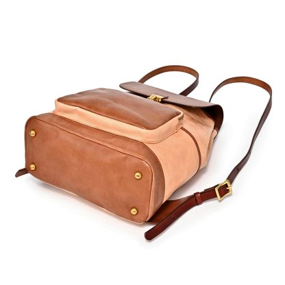 Retro contrasting leather backpack - Image 2