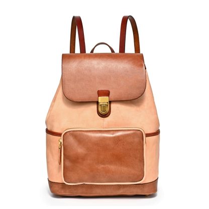 Retro contrasting leather backpack