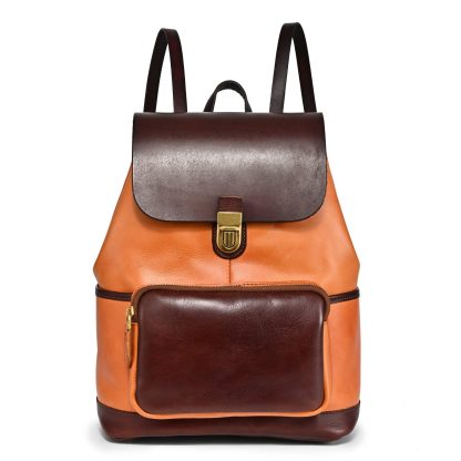 Retro contrasting leather backpack - Image 9