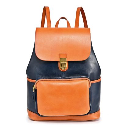 Retro contrasting leather backpack - Image 8