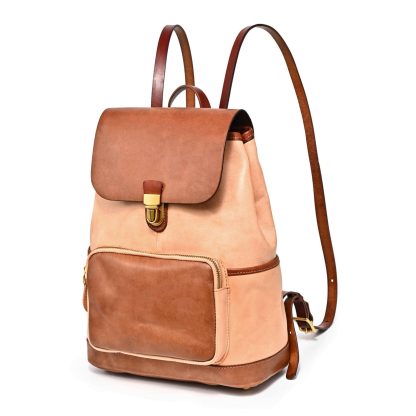 Retro contrasting leather backpack - Image 6