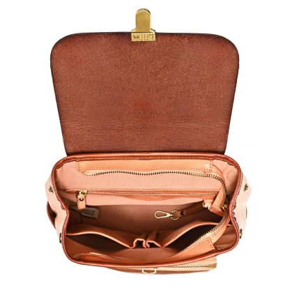 Retro contrasting leather backpack - Image 5
