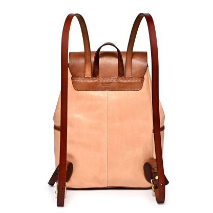 Retro contrasting leather backpack - Image 3