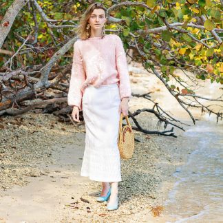 White lace patchwork fishtail skirt