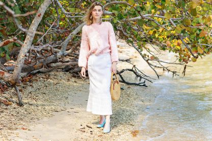 White lace patchwork fishtail skirt