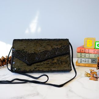 Vintage Sequin Beaded Envelope Crossbody Bag