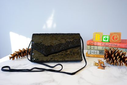 Vintage Sequin Beaded Envelope Crossbody Bag