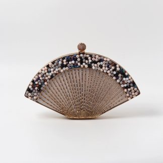 Vintage fan-shaped beaded clutch