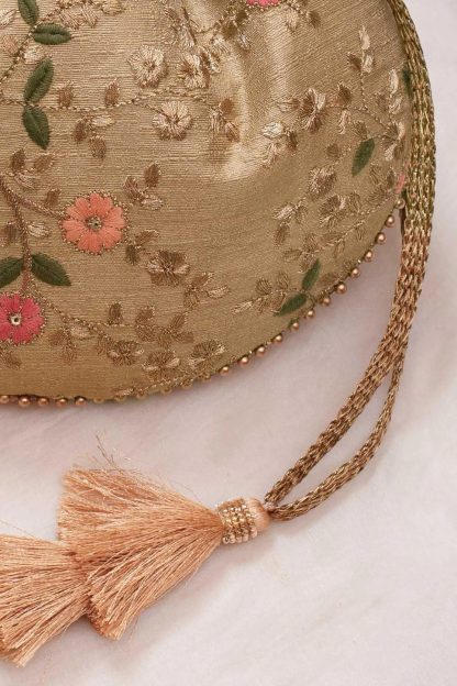 Vintage embroidered tassel drawstring bag - Image 6