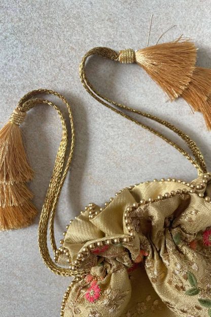 Vintage embroidered tassel drawstring bag - Image 2