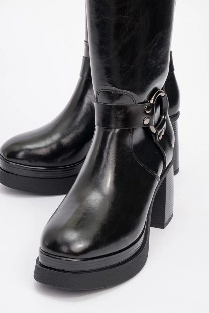 Cool metal buckle thick-soled mid-calf boots - Image 4