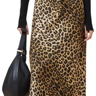 leopard print satin skirt suit