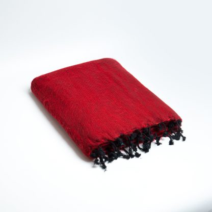Vintage Black Fringed Wool Blend Throw Blanket - Image 8