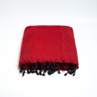 Vintage Black Fringed Wool Blend Throw Blanket