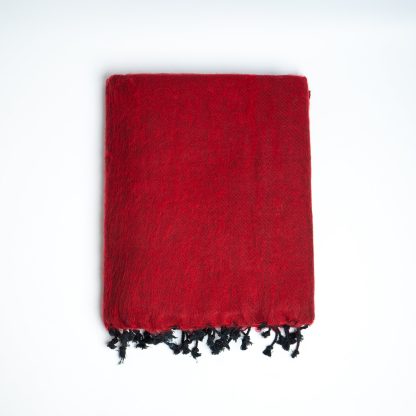 Vintage Black Fringed Wool Blend Throw Blanket - Image 4