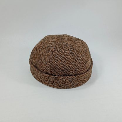Brown herringbone wool vintage beanie - Image 2