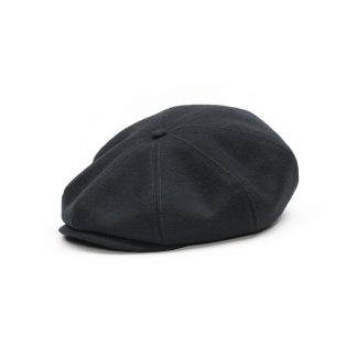 Versatile black woolen retro newsboy cap