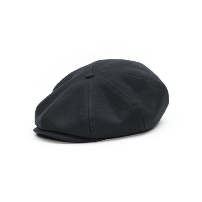 Versatile black woolen retro newsboy cap