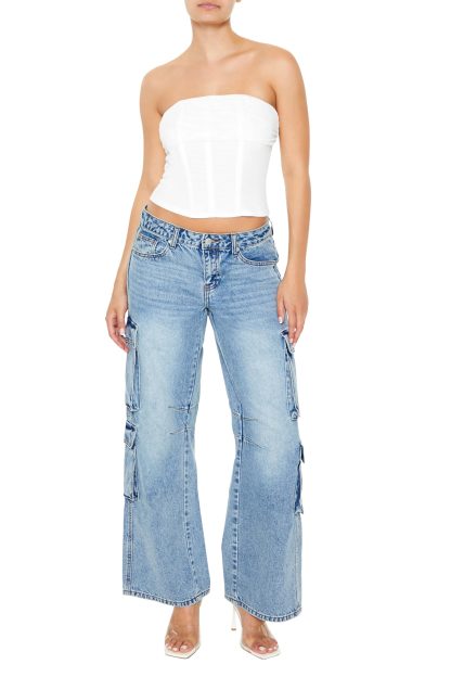 Light blue workwear-style bootcut jeans