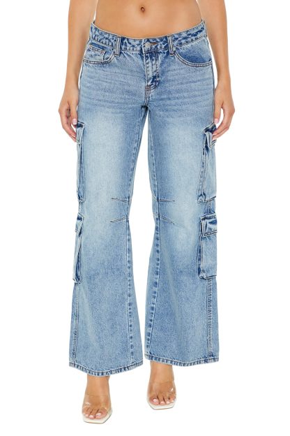 Light blue workwear-style bootcut jeans - Image 4