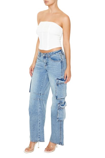 Light blue workwear-style bootcut jeans - Image 3
