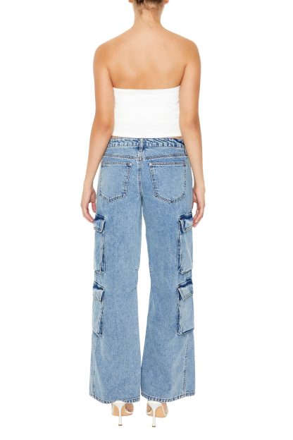 Light blue workwear-style bootcut jeans - Image 2
