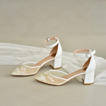 Fairy-like and gentle mesh sequined thick-heeled shoes - Image 5