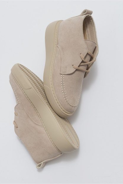 Gentle light beige suede thick-soled ankle boots - Image 4